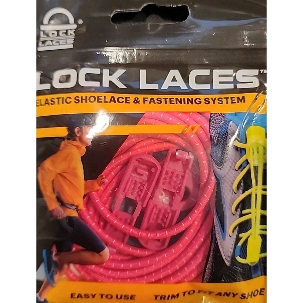 New Lock Laces  Elastic No Tie Shoelaces One Size Fits All  Pink